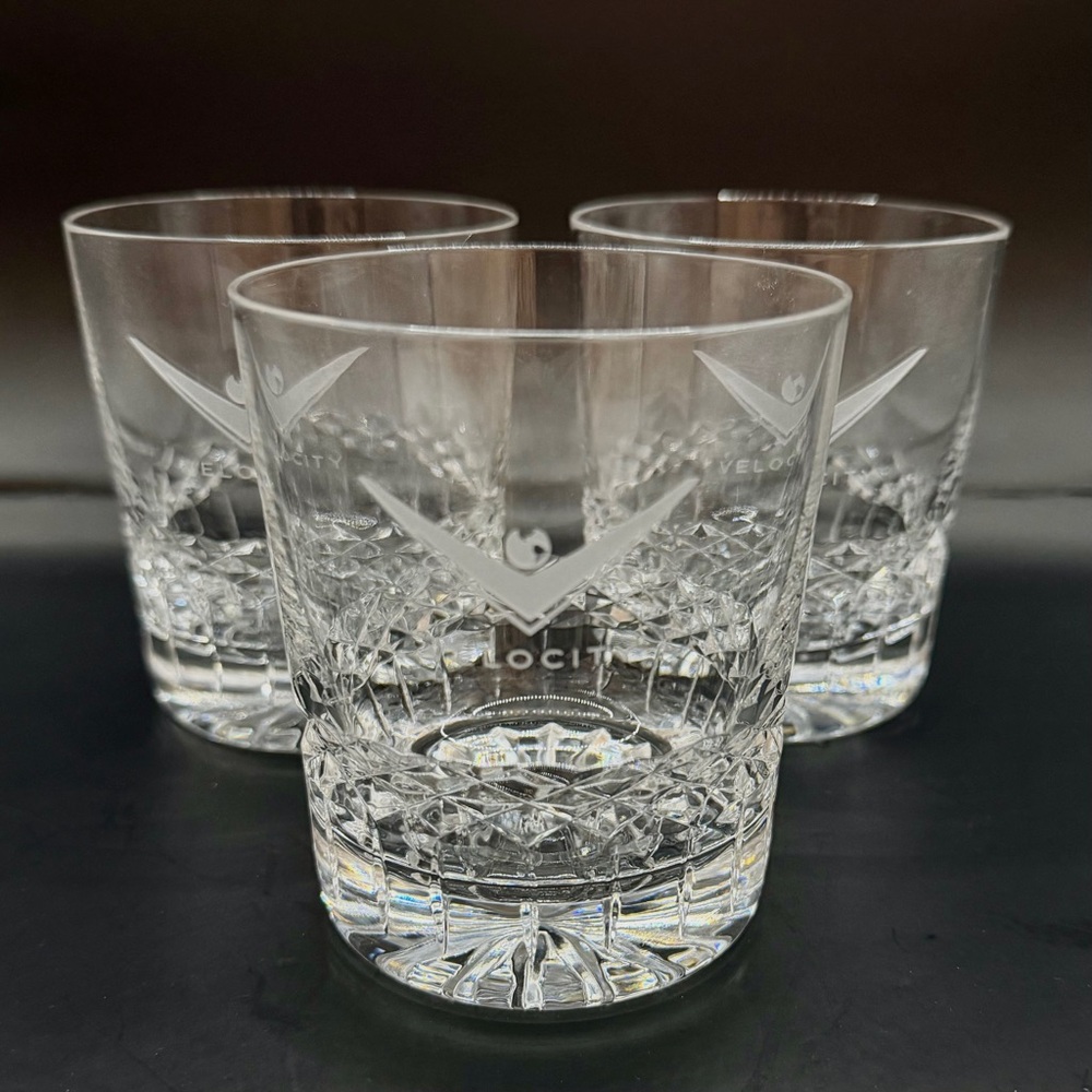 Velocity Global Crystal Whiskey‎ Glasses - Legacy Logo DOF Tumblers Set of 3